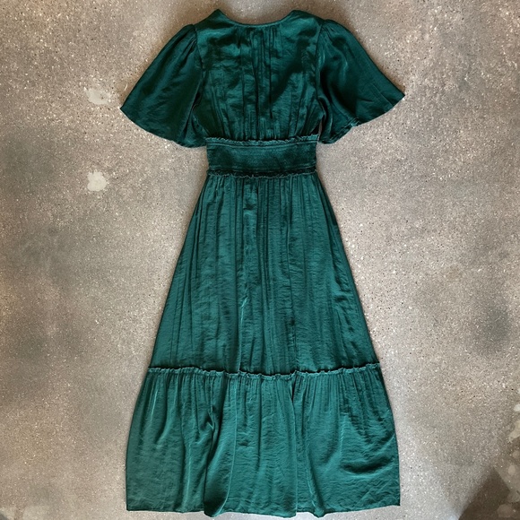 Baltic Born Emerald Green Flutter Sleeve Maxi Dress - Size Small - Picture 4 of 9